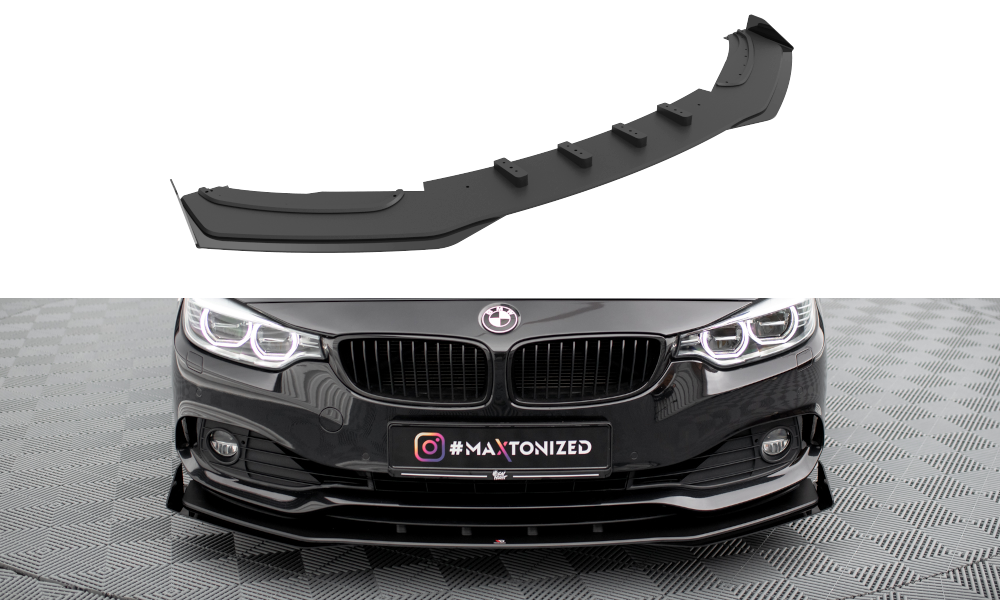 Street Pro Street+ Spoilerlippe Front Ansatz + Flaps passend für BMW 4er Gran Coupe F36 schwarz Hochglanz – Ansicht 2