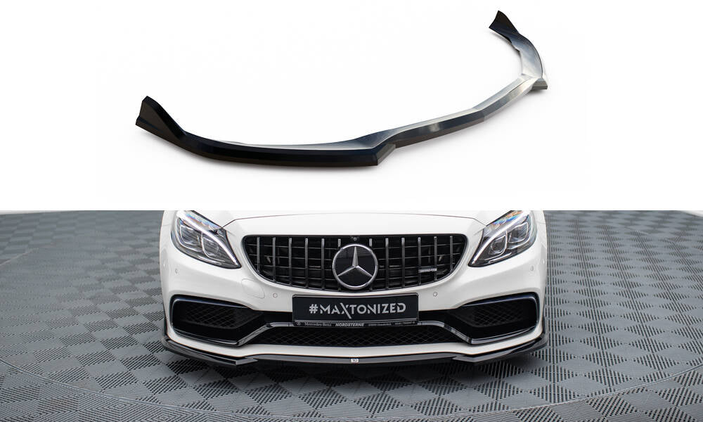 Street+ Spoilerlippe Front Ansatz V.3 passend für Mercedes-AMG C63 Limousine / Kombi W205 / S205 schwarz Hochglanz – Ansicht 2