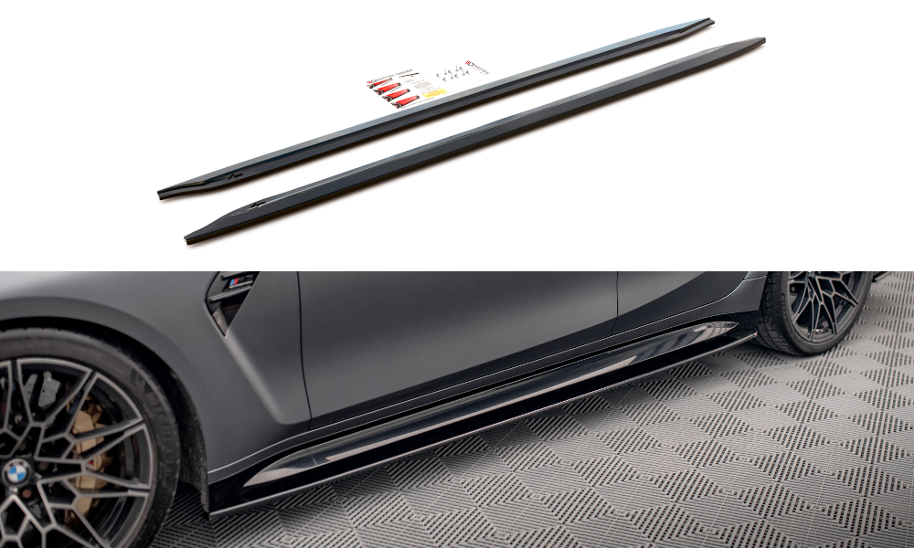 Street+ Seitenschweller Leisten passend für V.1 passend für BMW M3 Limousine / Touring G80 / G81 schwarz Hochglanz – Ansicht 2