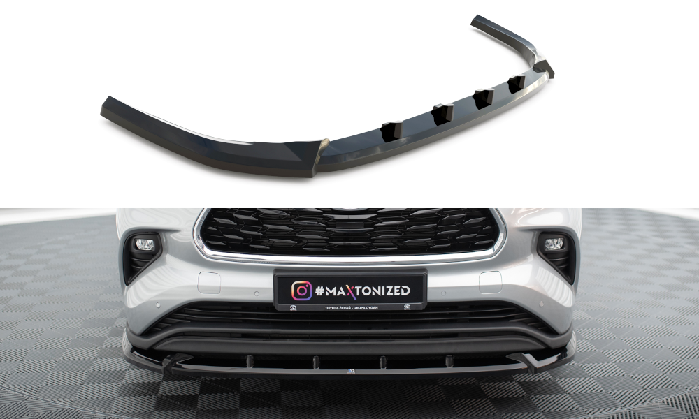 Street+ Spoilerlippe Front Ansatz V.1 passend für Toyota Highlander Mk4 schwarz Hochglanz – Ansicht 2