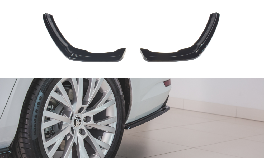 Heck Ansatz Flaps Diffusor passend für Skoda Superb Liftback / Combi Mk3 Facelift schwarz Hochglanz – Ansicht 2