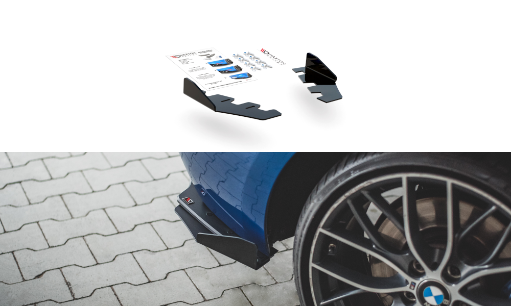 Hintere Seiten Flaps passend für BMW M135i F20 schwarz Hochglanz – Ansicht 2