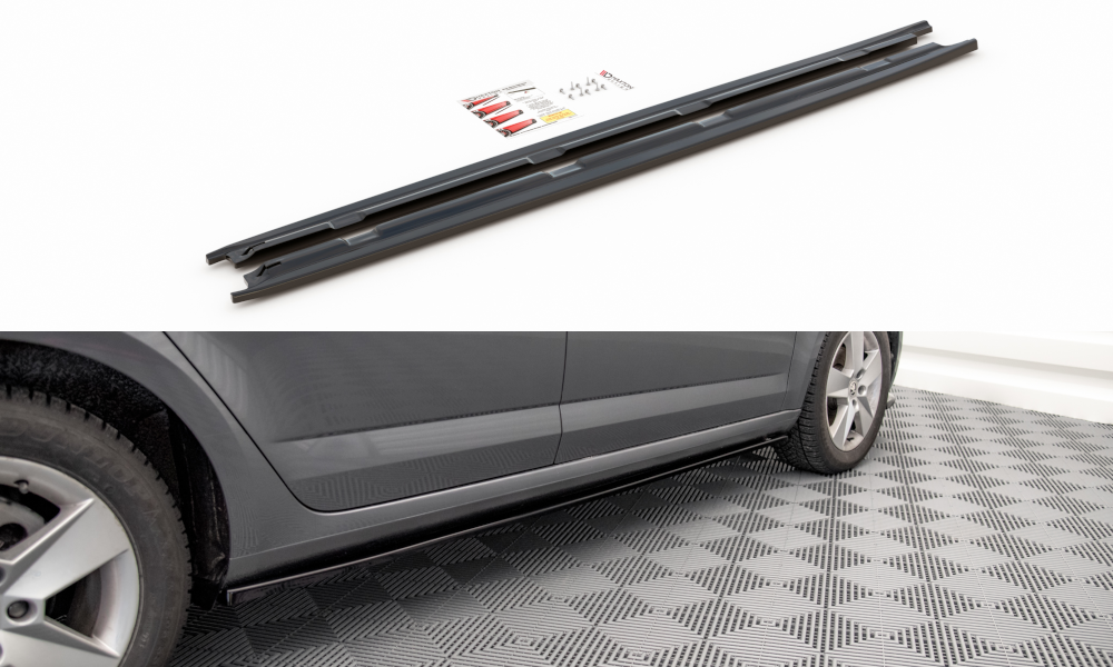 Street+ Seitenschweller Leisten passend für Skoda Octavia Mk3 Facelift schwarz Hochglanz – Ansicht 2