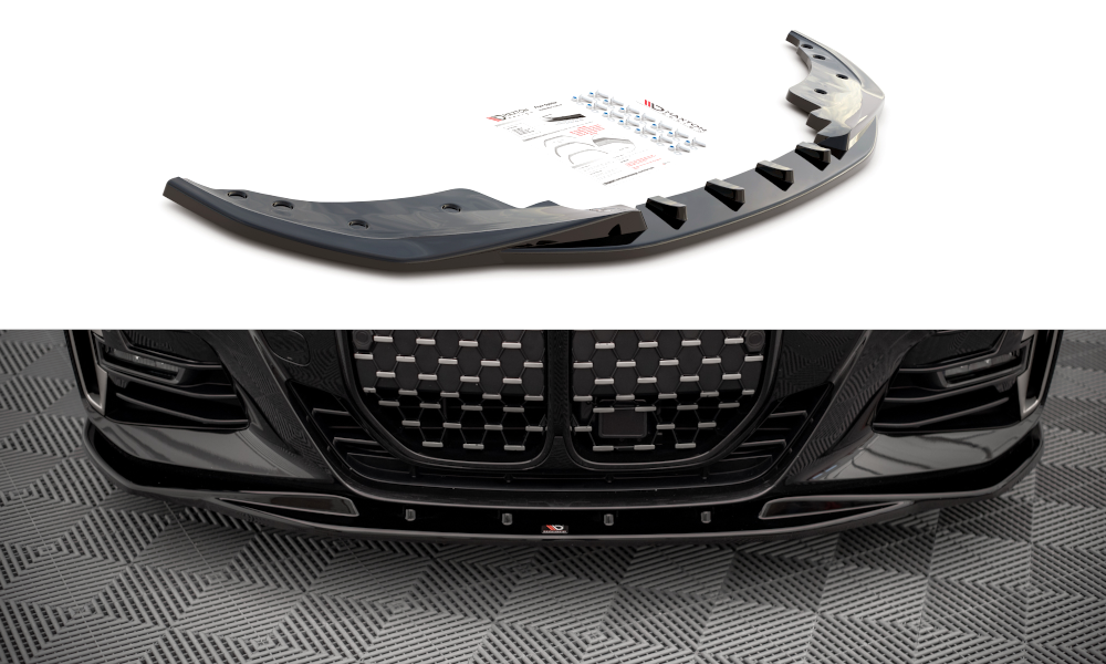 Street+ Spoilerlippe Front Ansatz V.1 passend für BMW 4er M-Paket / M440i G22 / G23 / G22 Facelift / G23 Facelift schwarz Hochglanz – Ansicht 2