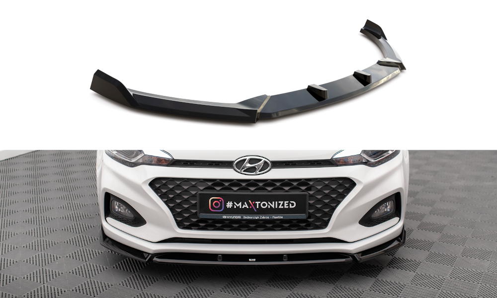Street+ Spoilerlippe Front Ansatz V.2 passend für Hyundai I20 Mk2 Facelift schwarz Hochglanz – Ansicht 2