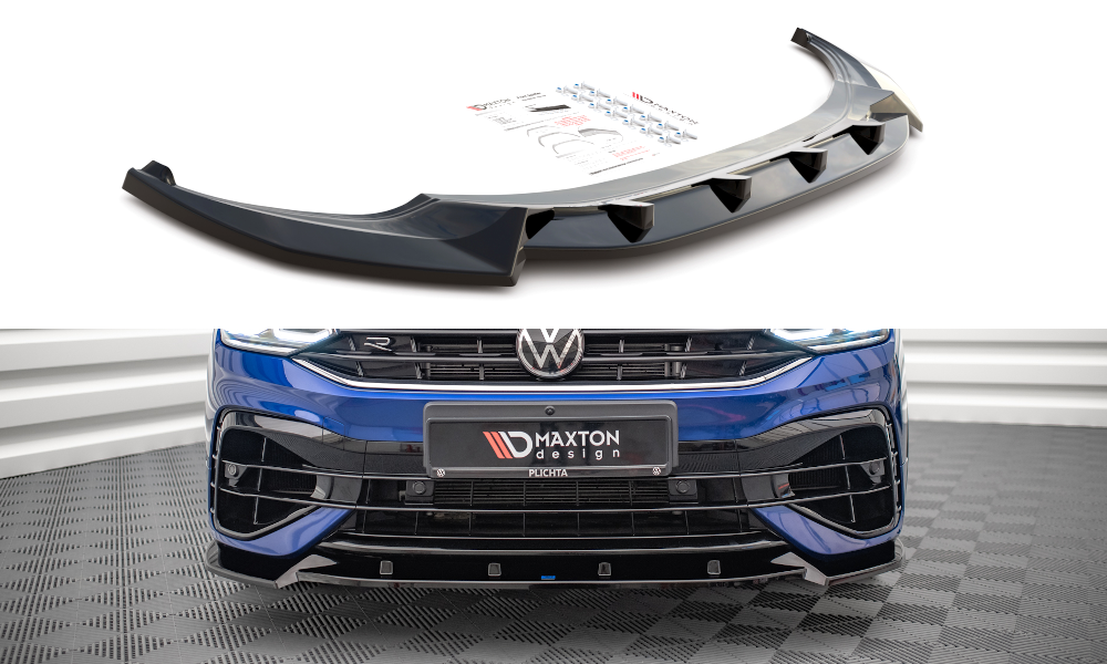Street+ Spoilerlippe Front Ansatz V.2 passend für VW Tiguan R / R-Line Mk2 Facelift schwarz Hochglanz – Ansicht 2