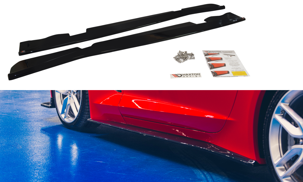 Street+ Seitenschweller Leisten passend für V.1 passend für Chevrolet Corvette Stingray C7 schwarz Hochglanz – Ansicht 2