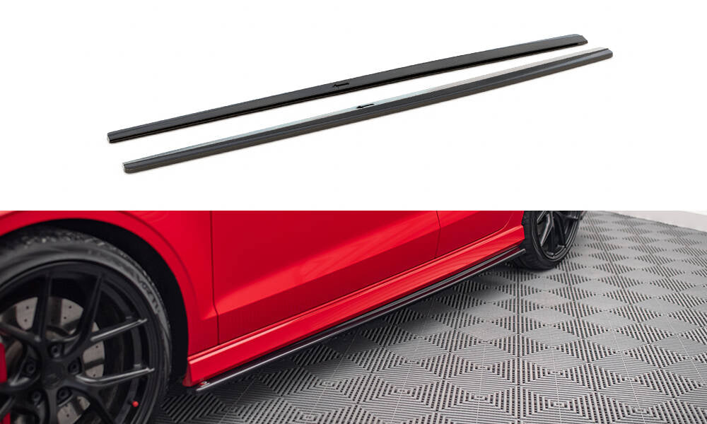 Street+ Seitenschweller Leisten passend für V.1 passend für Audi S3 / A3 S-Line 8V / 8V FL Limousine schwarz Hochglanz – Ansicht 2