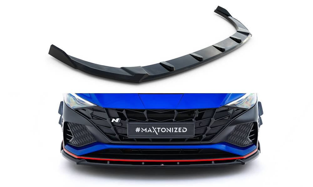 Street+ Spoilerlippe Front Ansatz V.2 passend für Hyundai Elantra N Mk7 schwarz Hochglanz – Ansicht 2