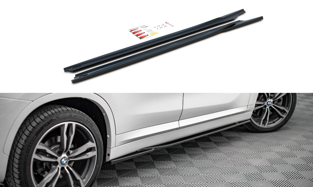 Street+ Seitenschweller Leisten passend für BMW X1 M-Paket F48 / F48 Facelift schwarz Hochglanz – Ansicht 2