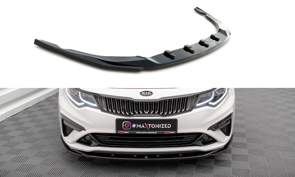 Street+ Spoilerlippe Front Ansatz V.2 passend für Kia Optima Mk4 Facelift schwarz Hochglanz – Ansicht 2