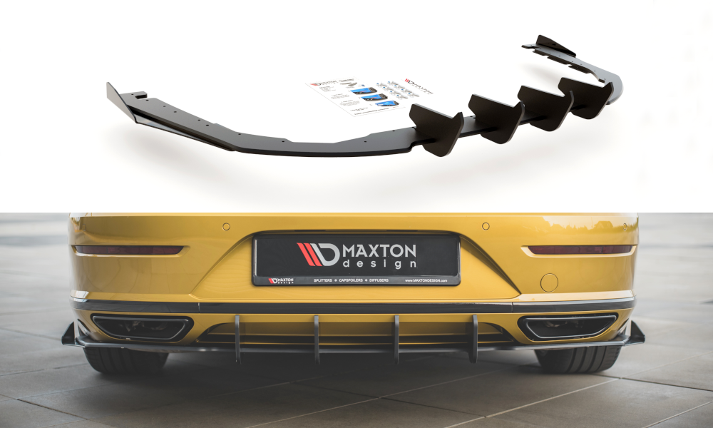 Street Pro Diffusor Heck Ansatz + Flaps passend für VW Arteon R-Line Limousine / Shooting Brake Mk1 schwarz Hochglanz – Ansicht 2