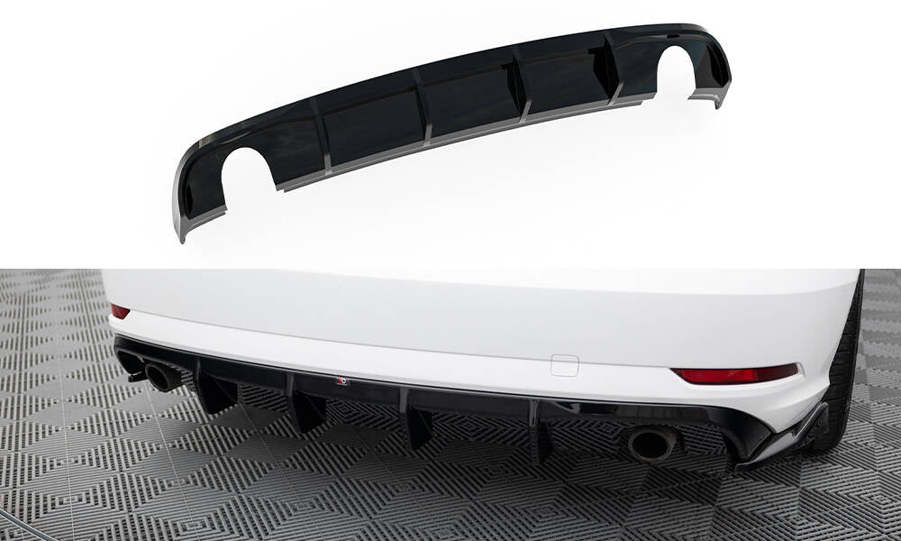Diffusor Heck Ansatz passend für Audi A3 Limousine 8V Facelift  (Einzelauspuff li. re.) – Ansicht 2