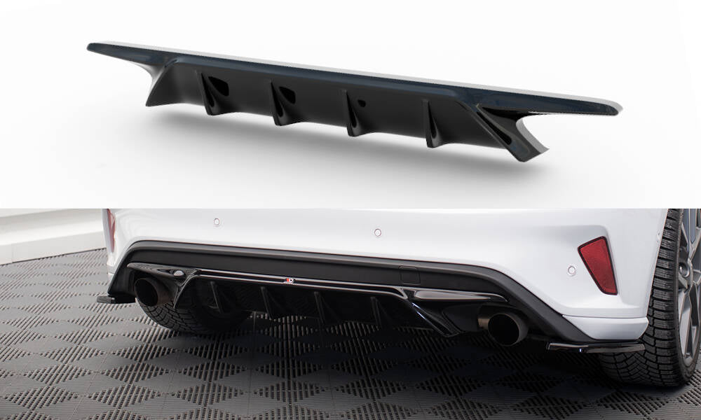Diffusor Heck Ansatz V.2 passend für Ford Focus Hatchback ST Mk4  schwarz Hochglanz – Ansicht 2