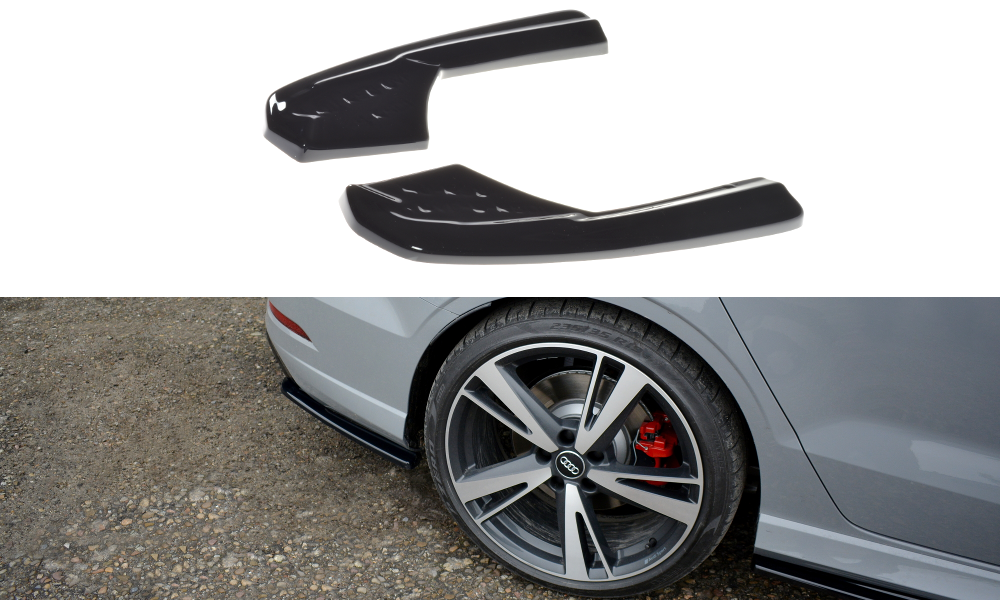 Heck Ansatz Flaps Diffusor passend für Audi RS3 Limousine 8V Facelift schwarz Hochglanz – Ansicht 2