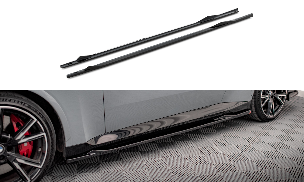 Street+ Seitenschweller Leisten V.2 passend für BMW 2 Coupe M-Paket / M240i G42 schwarz Hochglanz – Ansicht 2