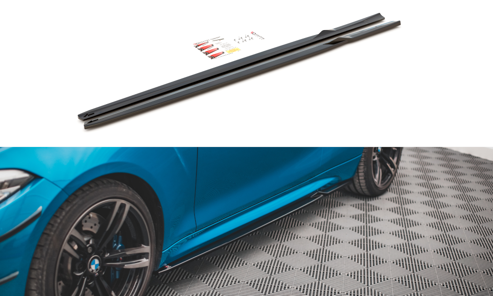 Street+ Seitenschweller Leisten V.2 passend für BMW M2 F87 schwarz Hochglanz – Ansicht 2