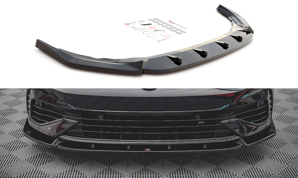 Street+ Spoilerlippe Front Ansatz V.2 passend für VW Golf R Hatchback / Variant  Mk8 schwarz Hochglanz – Ansicht 2