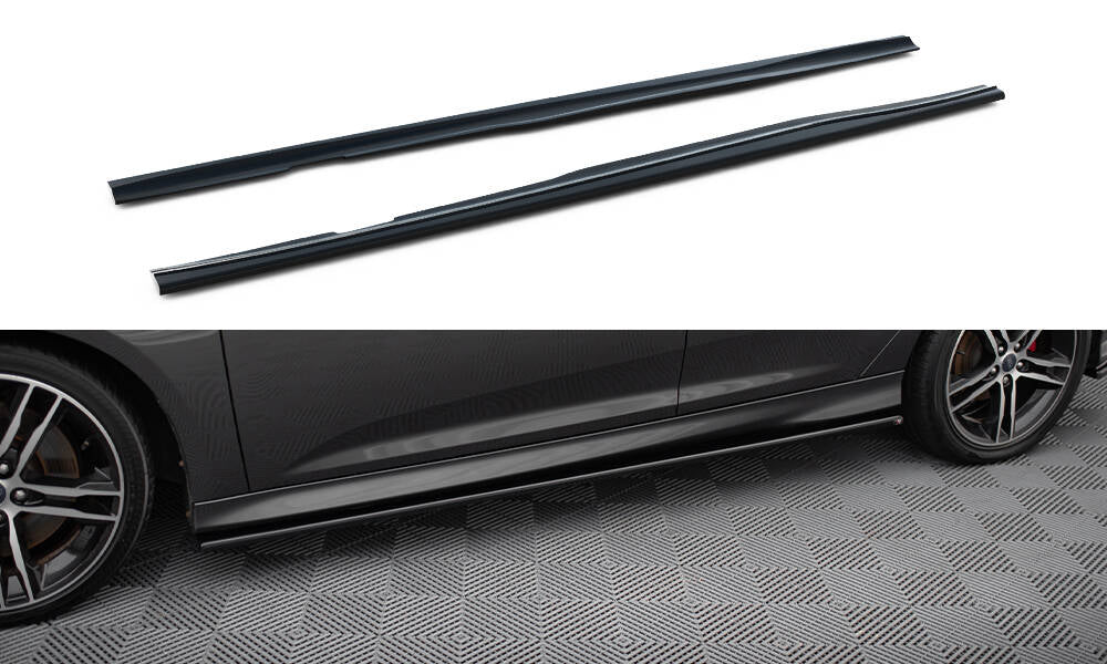 Street+ Seitenschweller Leisten passend für Ford Focus ST / ST-Line Hatchback / Kombi Mk3 / Mk3 Facelift schwarz Hochglanz – Ansicht 2