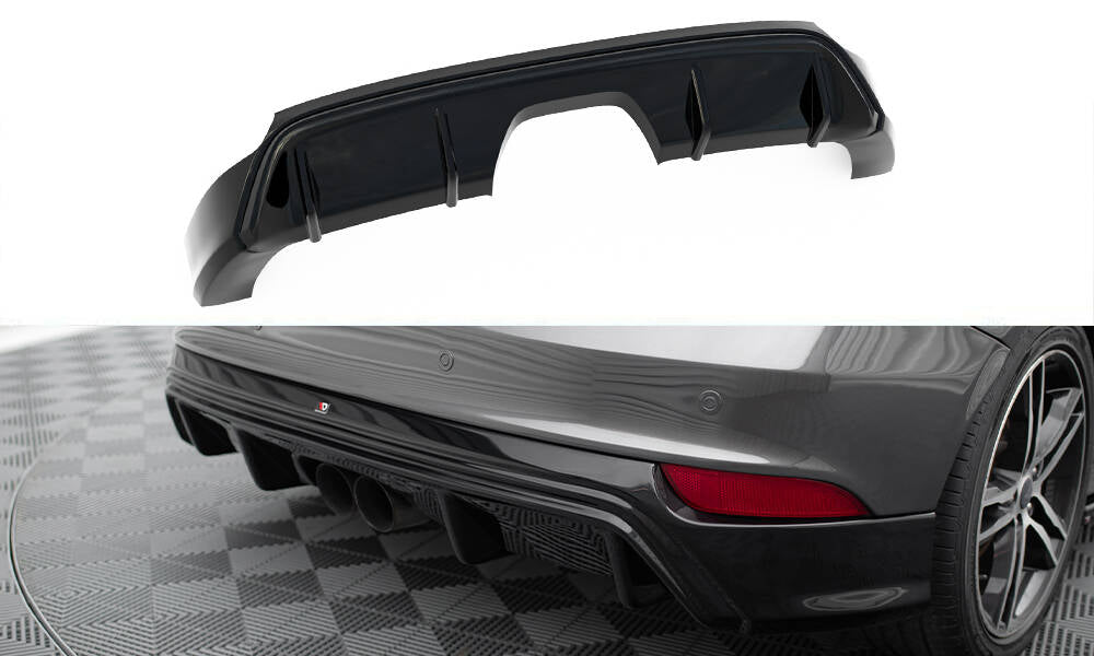 Diffusor Heck Ansatz passend für Ford Focus ST Mk3 Facelift (RS-Look) schwarz Hochglanz – Ansicht 2