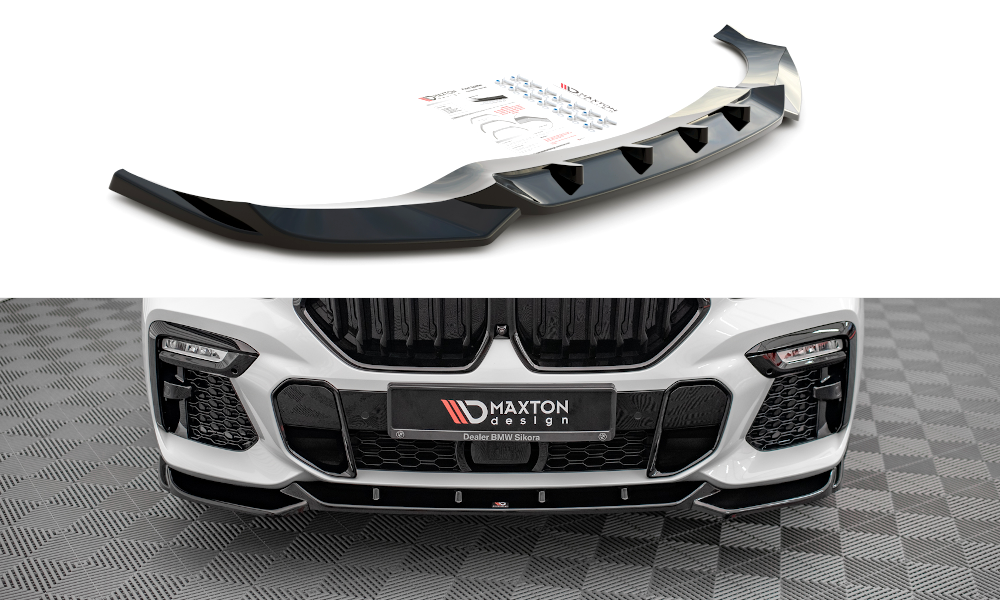 Street+ Spoilerlippe Front Ansatz V.1 passend für BMW X6 M-Paket G06 schwarz Hochglanz – Ansicht 2