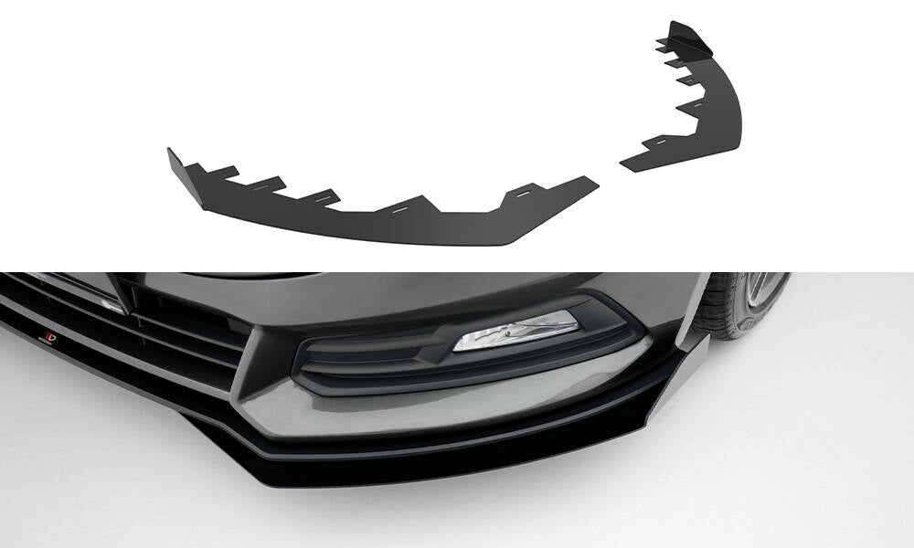Front Stoßstange Flaps passend für Ford Focus ST Mk3 Facelift schwarz Hochglanz – Ansicht 2