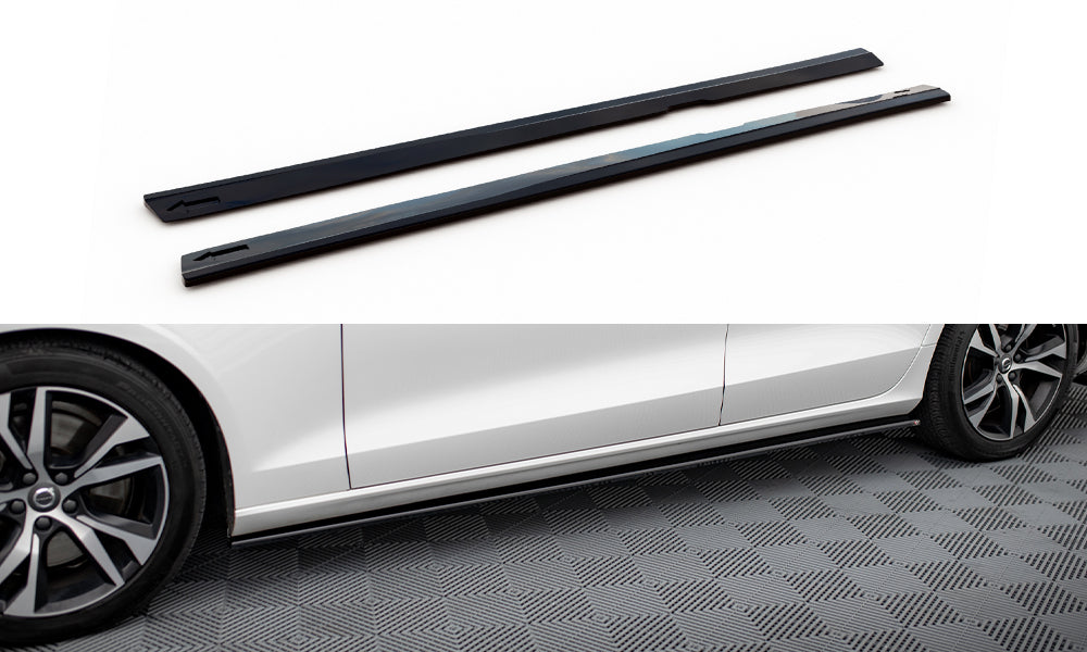 Street+ Seitenschweller Leisten V.2 passend für Volvo S60/V60 R-Design Mk3 schwarz Hochglanz – Ansicht 2