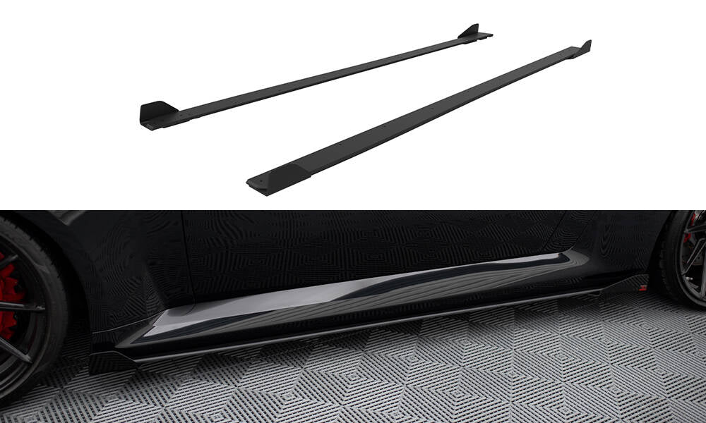 Street Pro Street+ Seitenschweller Leisten passend für V.1 + Flaps passend für BMW M2 G87 schwarz Hochglanz – Ansicht 2