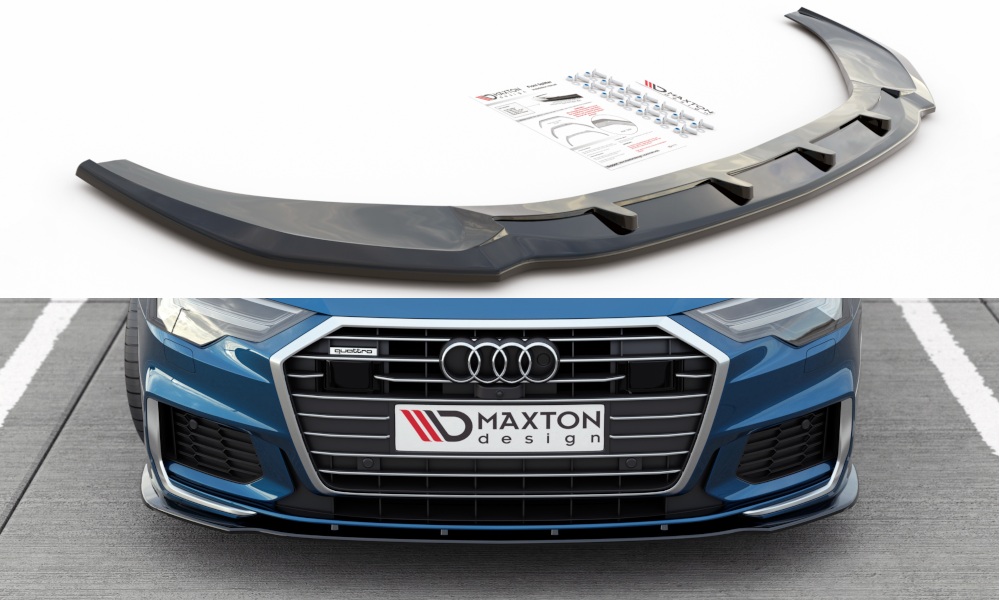 Street+ Spoilerlippe Front Ansatz V.2 passend für Audi A6 S-Line / S6 C8 / C8 Facelift schwarz Hochglanz – Ansicht 2