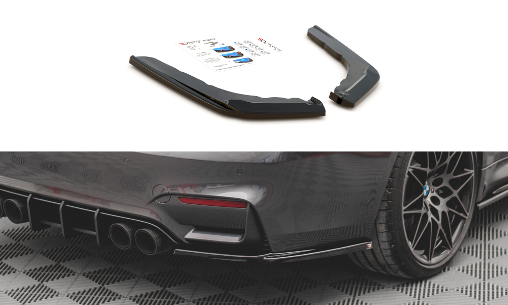 Heck Ansatz Flaps Diffusor V.2 passend für BMW M4 F82 schwarz Hochglanz – Ansicht 2