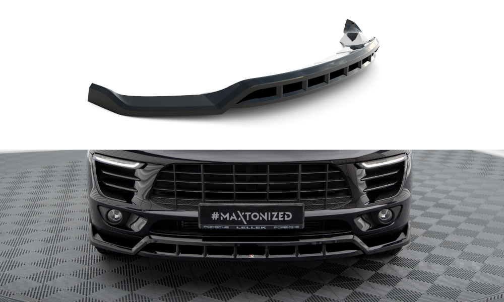 Street+ Spoilerlippe Front Ansatz V.3 passend für Porsche Macan Mk1 schwarz Hochglanz – Ansicht 2