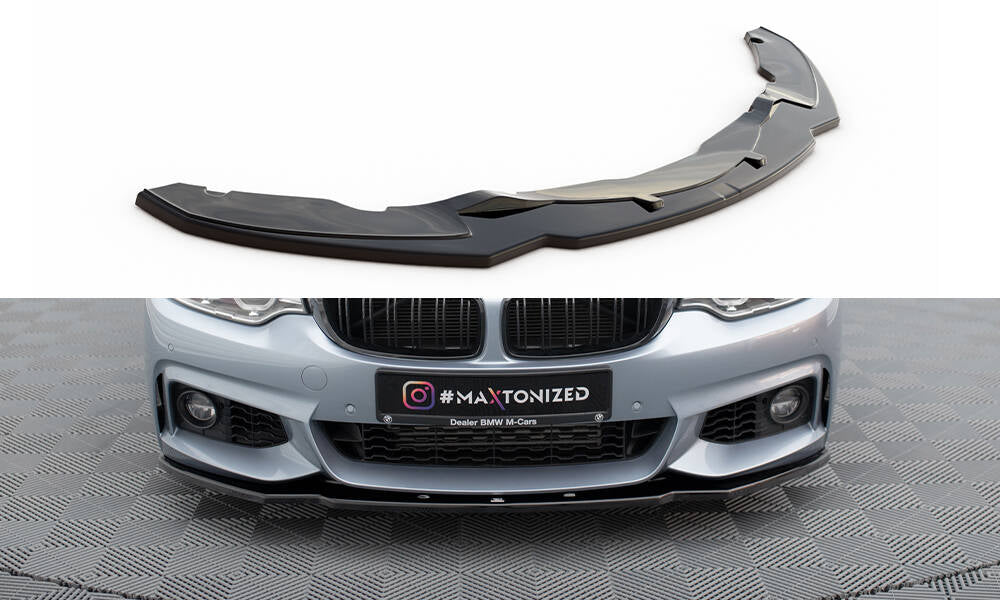 Street+ Spoilerlippe Front Ansatz V.1 passend für BMW 4er Coupe / Gran Coupe / Cabrio M-Paket F32 / F36 / F33 schwarz Hochglanz – Ansicht 2
