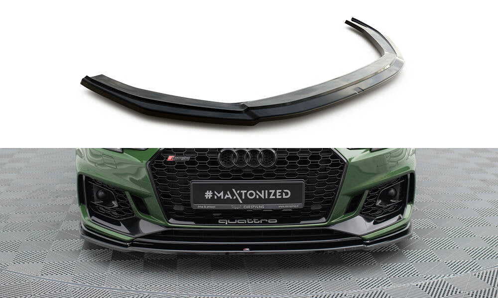 Street+ Spoilerlippe Front Ansatz V.2 passend für AUDI RS4 B9 schwarz Hochglanz – Ansicht 2