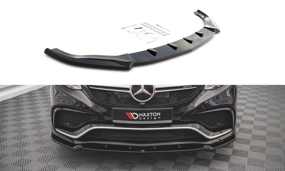 Street+ Spoilerlippe Front Ansatz V.1 passend für Mercedes-Benz GLE Coupe / SUV 63 AMG C292 / W166 schwarz Hochglanz – Ansicht 2