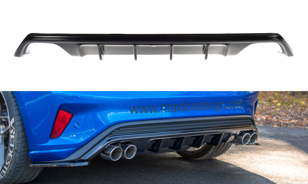 Diffusor Heck Ansatz passend für Ford Focus Hatchabck ST-Line schwarz Hochglanz – Ansicht 2