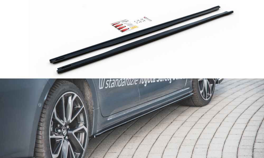 Street+ Seitenschweller Leisten passend für Toyota Corolla XII Limousine schwarz Hochglanz – Ansicht 2