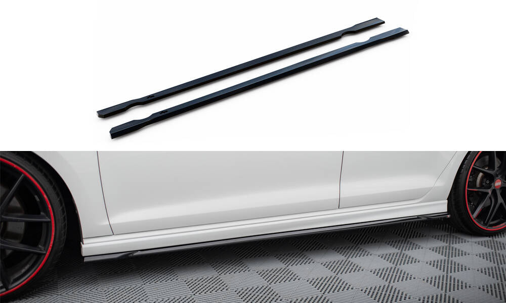 Street+ Seitenschweller Leisten passend für V.4 VW Golf R / R-Line Mk7 schwarz Hochglanz – Ansicht 2
