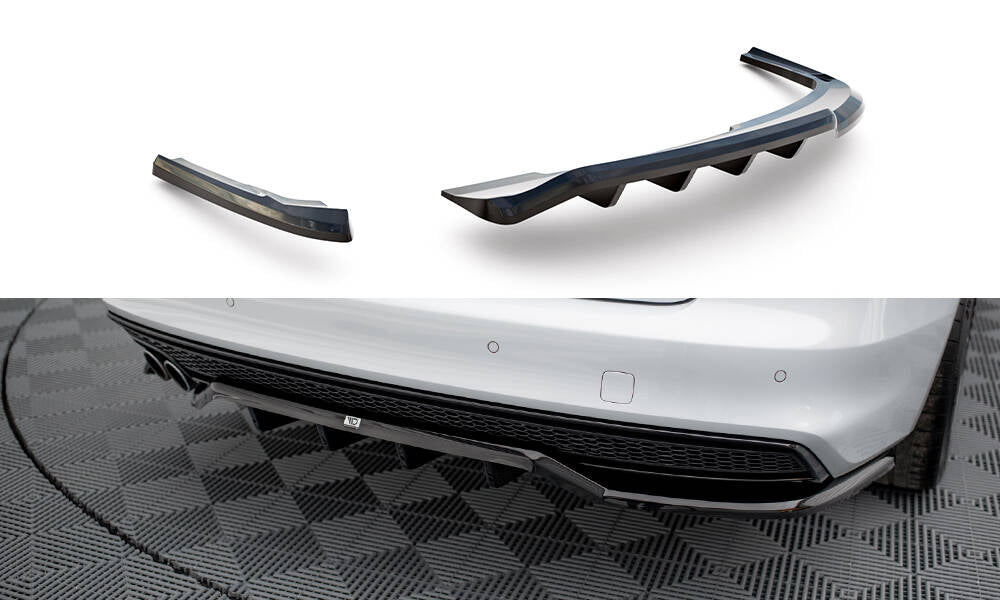 Street+ Mittlerer Diffusor RACE passend für Audi A4 Competition B8 Facelift schwarz Hochglanz – Ansicht 2