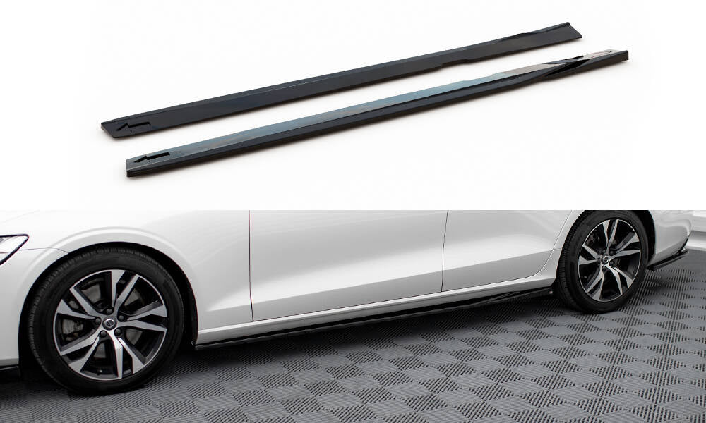Street+ Seitenschweller Leisten passend für V.1 passend für Volvo S60/V60 R-Design Mk3 schwarz Hochglanz – Ansicht 2