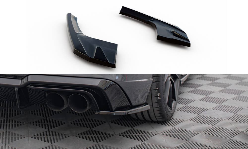 Heck Ansatz Flaps Diffusor V.2 passend für Audi S3 / A3 S-Line Sportback 8V Facelift schwarz Hochglanz – Ansicht 2
