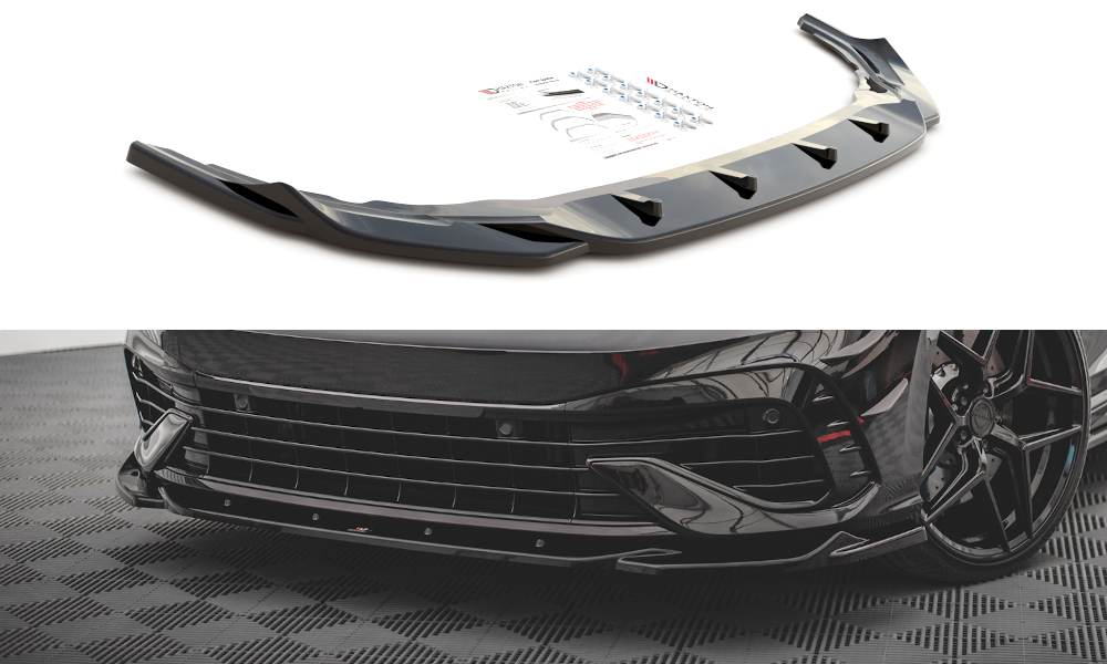 Street+ Spoilerlippe Front Ansatz V.4 passend für VW Golf R Hatchback / Variant  Mk8 schwarz Hochglanz – Ansicht 2