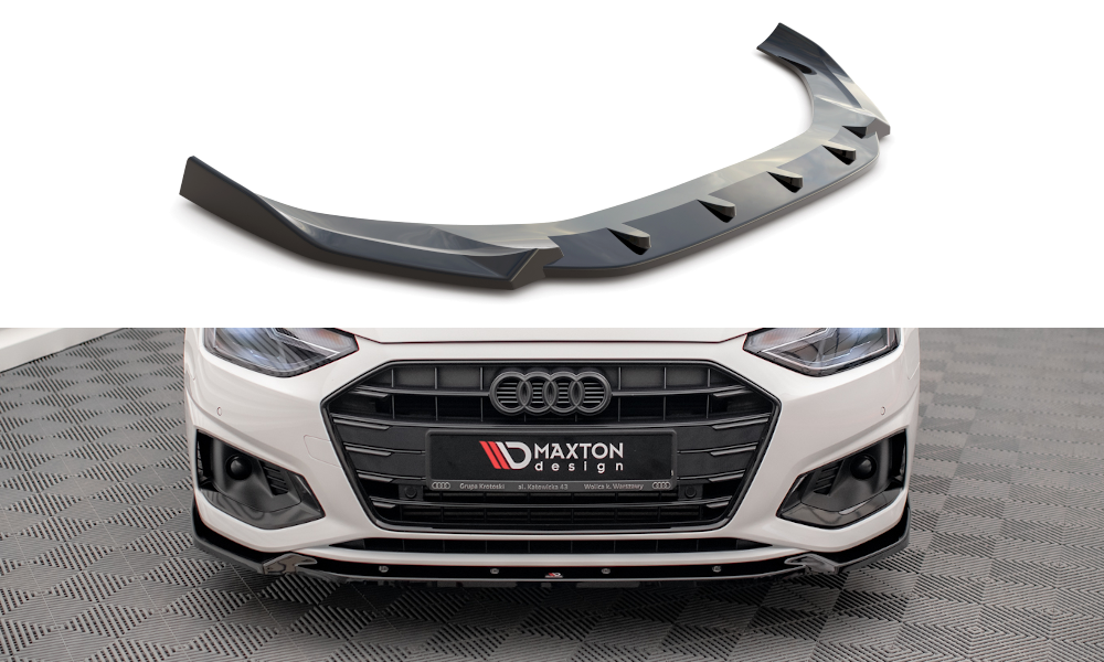 Street+ Spoilerlippe Front Ansatz V.1 passend für Audi A4 B9 Facelift schwarz Hochglanz – Ansicht 2