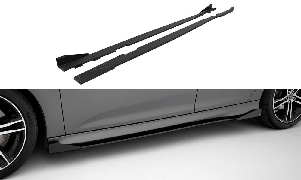 Street Pro Street+ Seitenschweller Leisten + Flaps passend für Ford Focus ST Mk3 Facelift schwarz Hochglanz – Ansicht 2