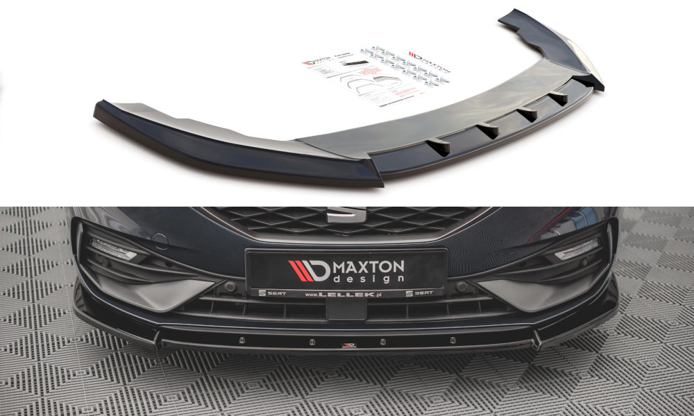 Street+ Spoilerlippe Front Ansatz V.1 passend für Seat Leon FR Mk4 schwarz Hochglanz – Ansicht 2
