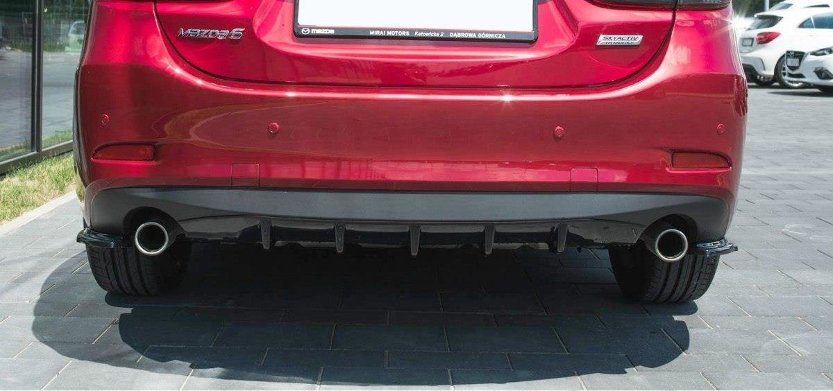 Heck Ansatz Flaps Diffusor V.1 passend für Mazda 6 GJ (Mk3) Facelift schwarz Hochglanz – Ansicht 2
