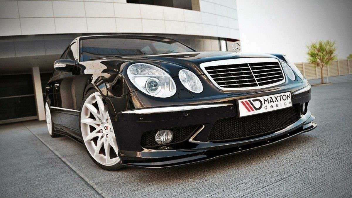 Street+ Spoilerlippe Front Ansatz passend für MERCEDES E W211 AMG VORFACELIFT schwarz Hochglanz – Ansicht 2
