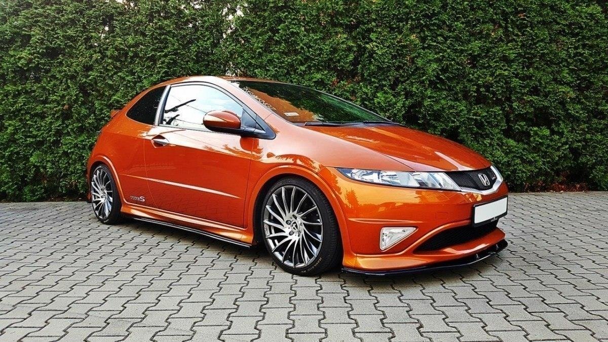 Street+ Spoilerlippe Front Ansatz passend für HONDA CIVIC VIII TYPE S/R schwarz Hochglanz – Ansicht 4