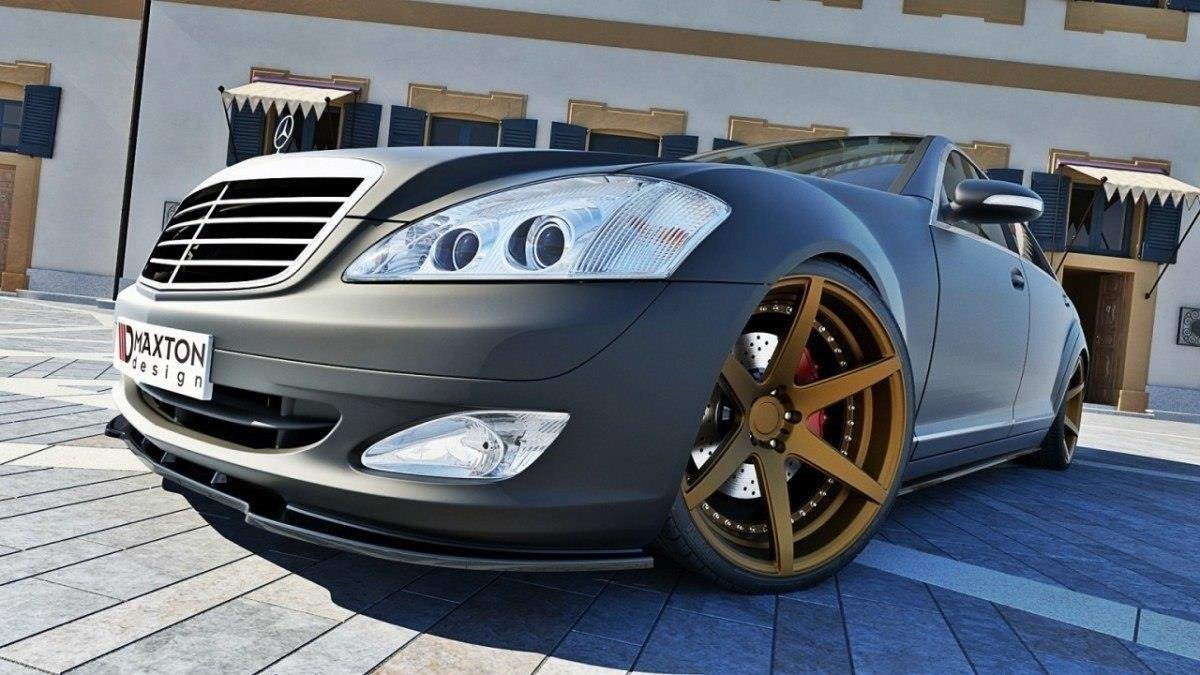 Street+ Spoilerlippe Front Ansatz passend für MERCEDES S-KLASSE W221 schwarz Hochglanz – Ansicht 2