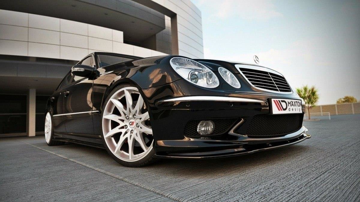 Street+ Spoilerlippe Front Ansatz passend für MERCEDES E W211 AMG VORFACELIFT schwarz Hochglanz – Ansicht 3