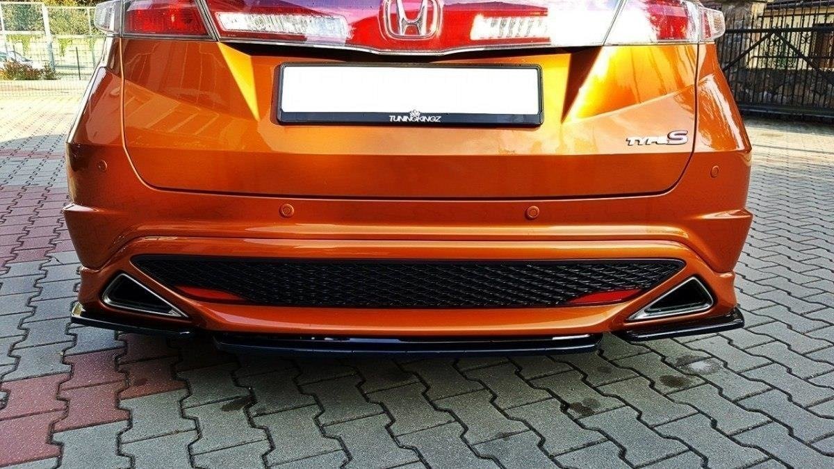 Heck Ansatz Flaps Diffusor passend für HONDA CIVIC VIII TYPE S/R schwarz Hochglanz – Ansicht 1